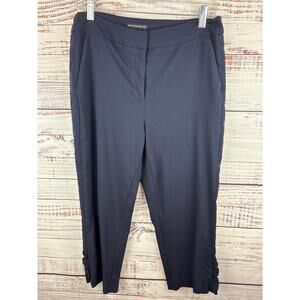 Womens Counter Parts Navy Blue Crop Capri Pants Ruffle Hem Office Stretch 12